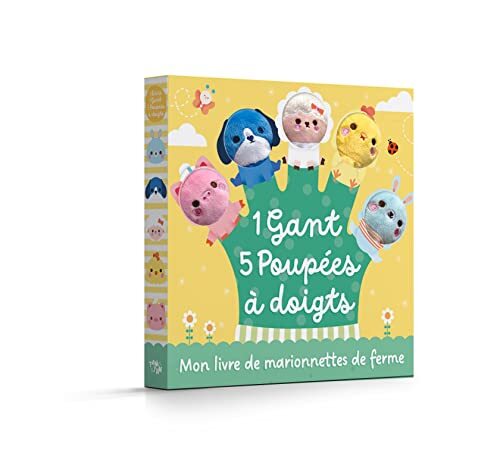 mon livre de marionnettes de ferme : 1 gant, 5 poupées à doigts
